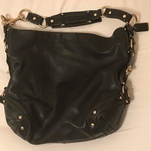 Black leather Coach Hobo bag